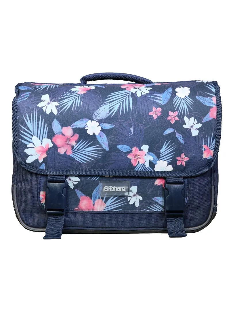 BAGTROTTER Cartable 38 cm Offshore Hibiscus Fleurs Bleu - Bleu