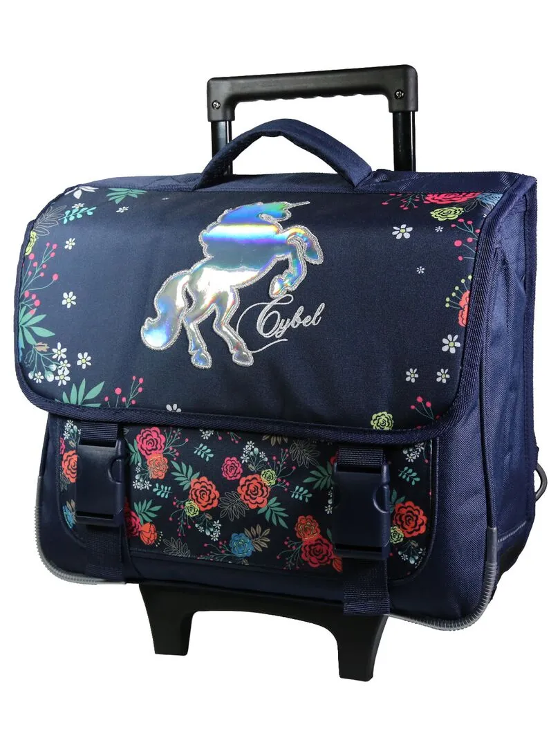 BAGTROTTER Cartable à roulettes 38 cm Cybel Cheval Licorne Bleu - Bleu