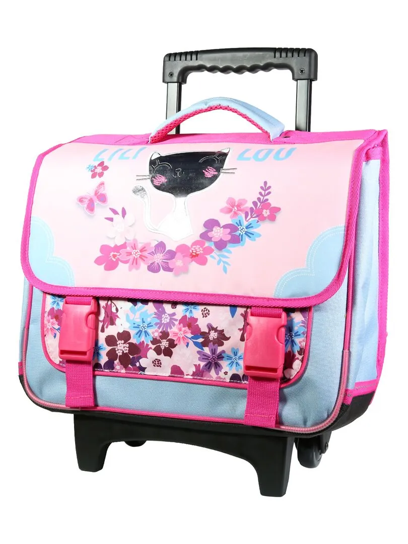 BAGTROTTER Cartable à roulettes 38 cm Lili Lou Chat Rose - Rose