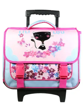 BAGTROTTER Cartable à roulettes 38 cm Lili Lou Chat Rose - Rose