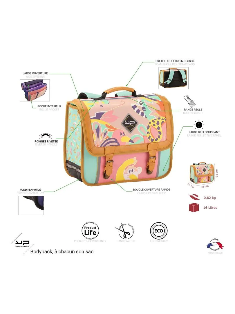 BODYPACK Cartable 38 cm recyclé Jungle - Multicolore