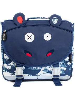 Cartable A4 maternelle Hippipos l'hippopotame - Bleu