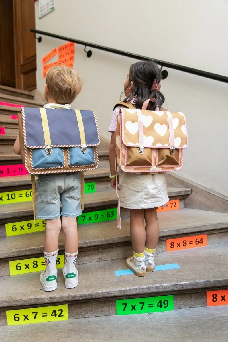 Cartable d ecole bleu et marron Roodoudou Le petit Souk