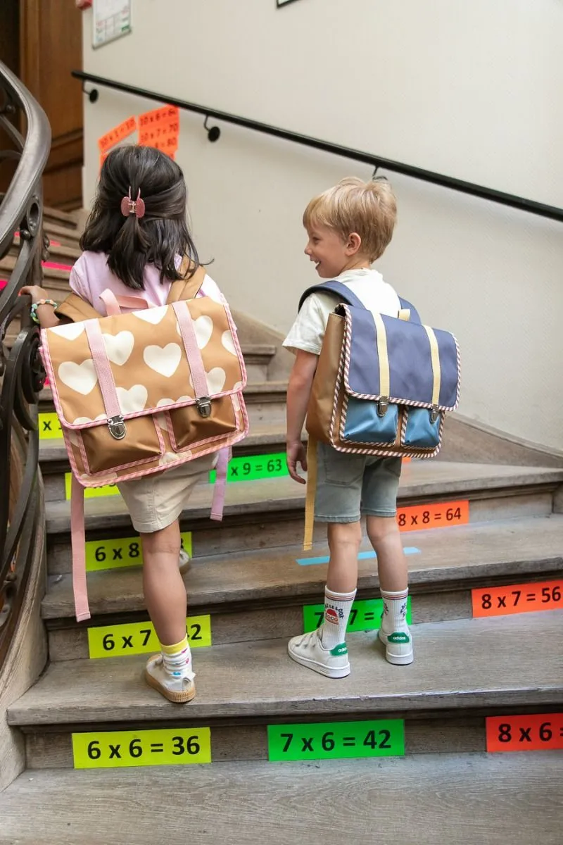 Cartable d'école coeurs beige Roodoudou - Le petit Souk