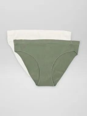 Lot de 2 culottes en maille côtelée - Ecru/vert