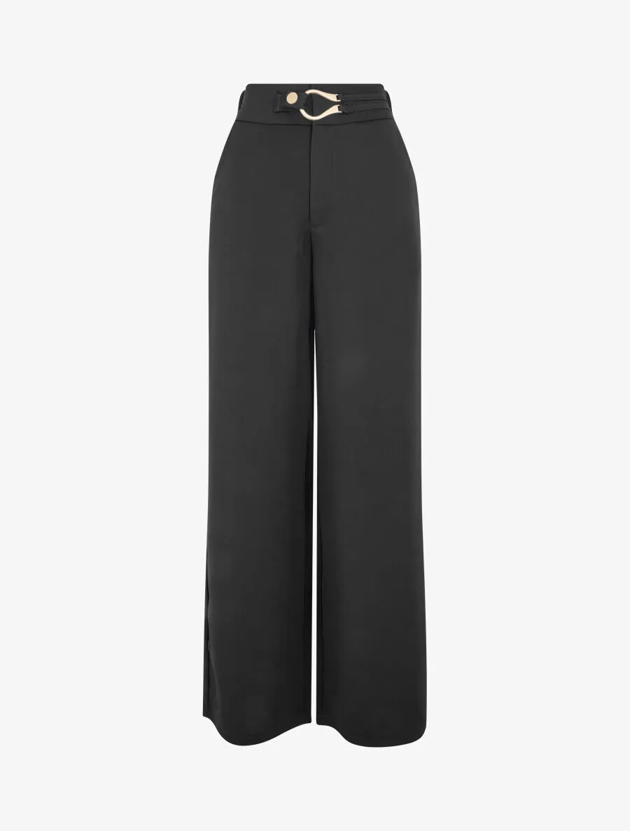 Pantalon ample à fermeture stylisée - Noir