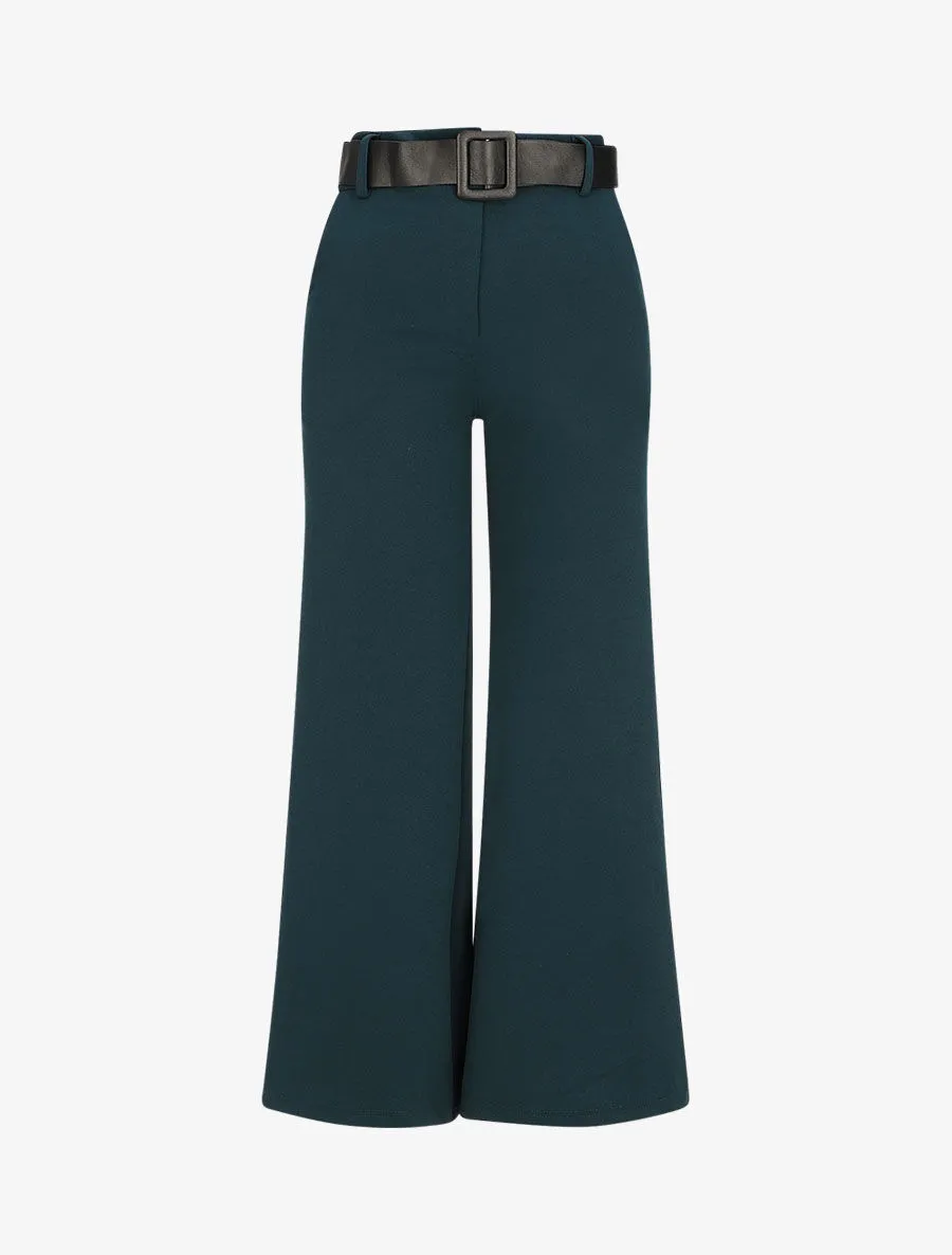 Pantalon ample taille haute - Bleu