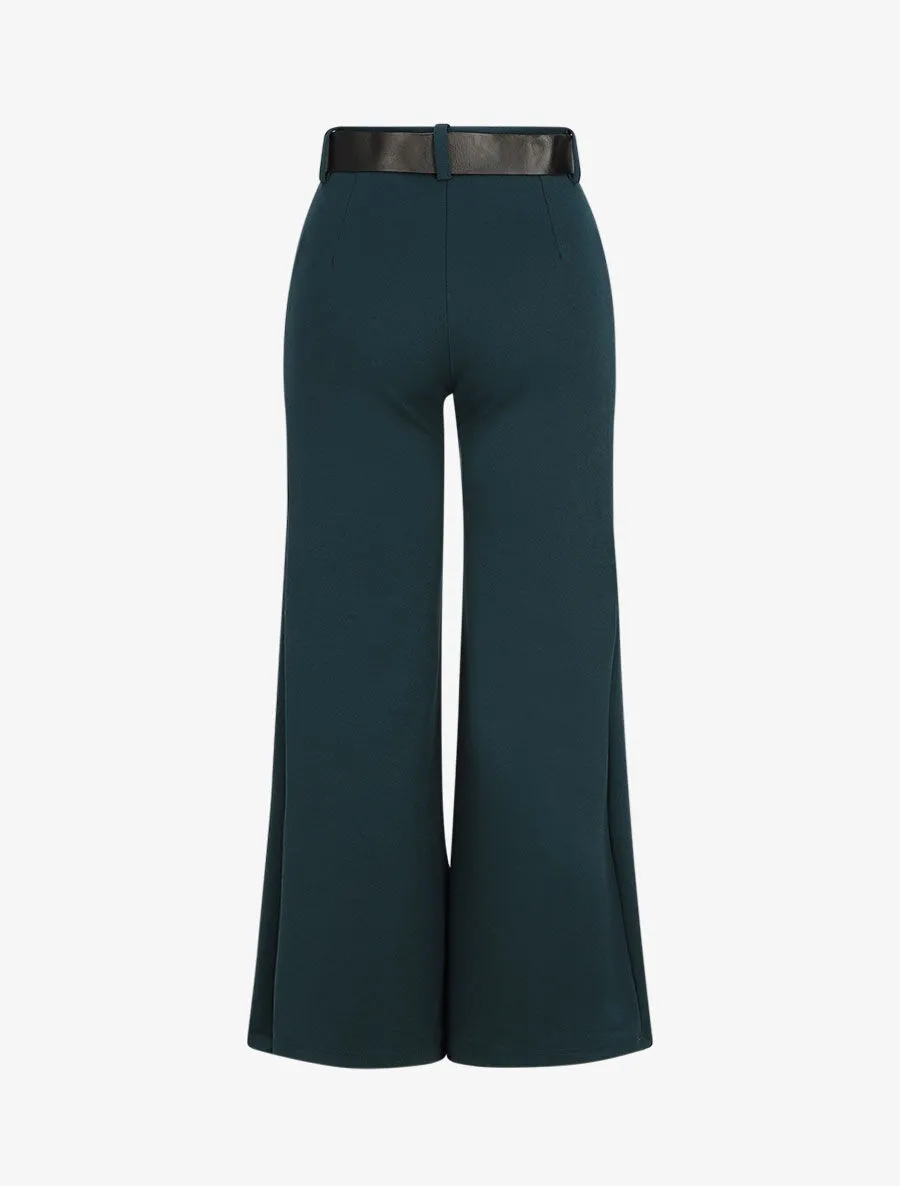 Pantalon ample taille haute - Bleu