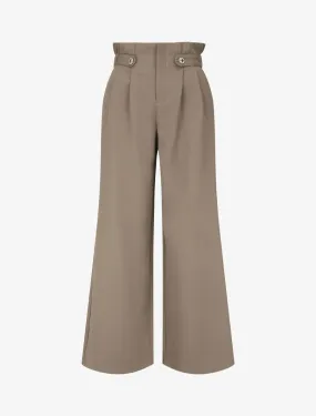 Pantalon ample uni à taille haute - Taupe