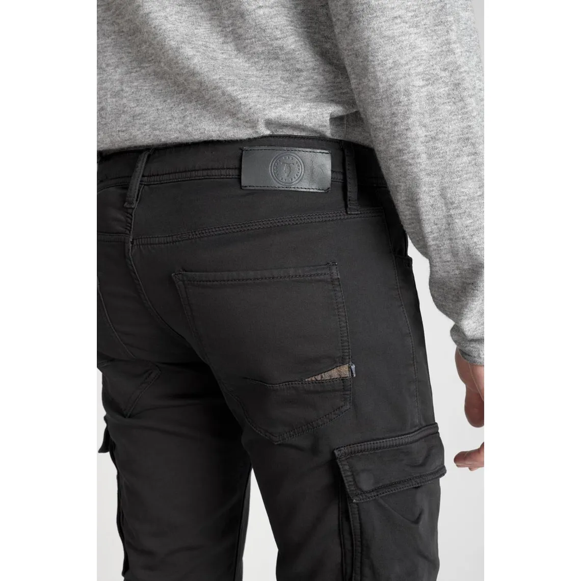 Pantalon army Jogg slim Andrew anthracite gris en coton Le Temps des Cerises - Pantalon Homme sur MenCorner