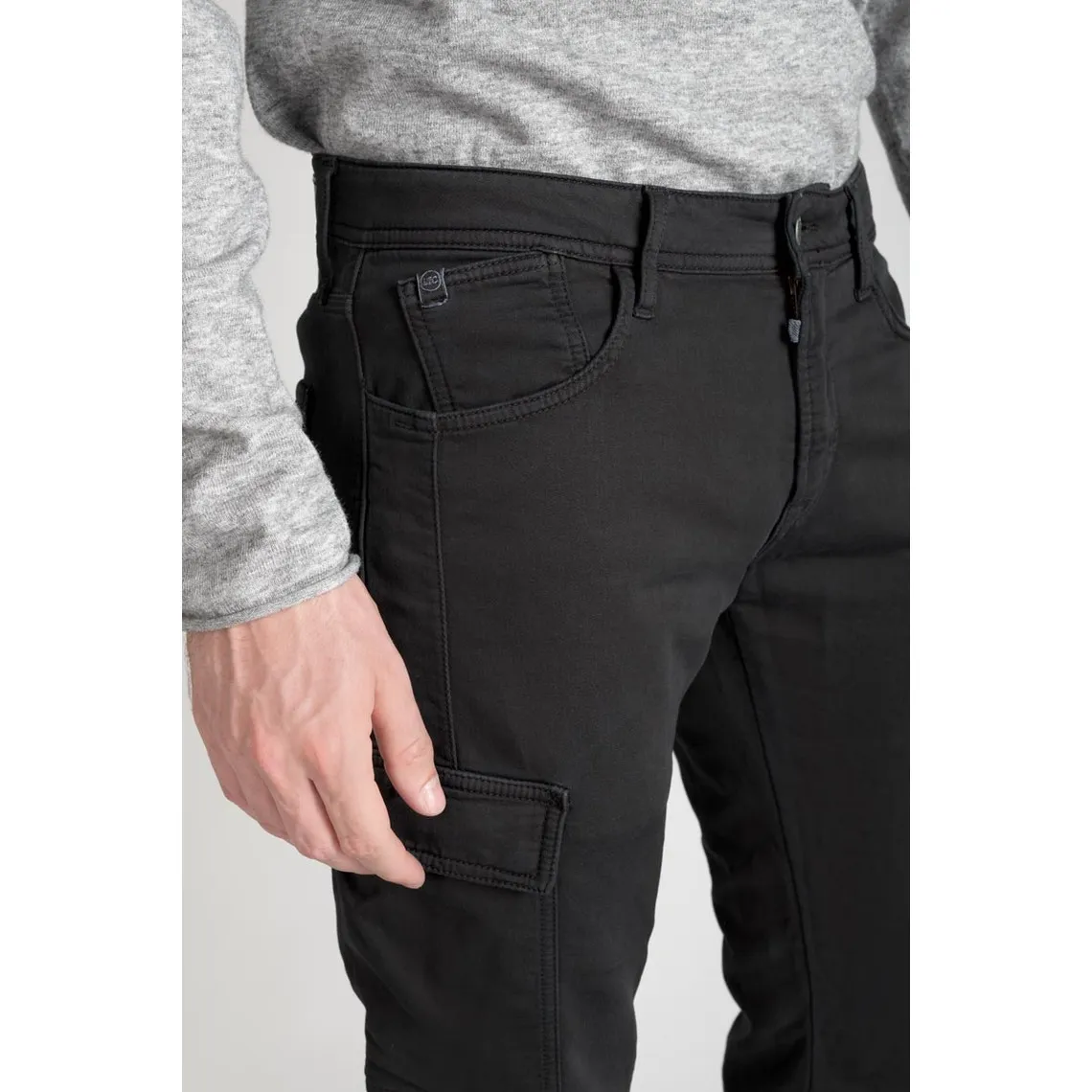 Pantalon army Jogg slim Andrew anthracite gris en coton Le Temps des Cerises - Pantalon Homme sur MenCorner