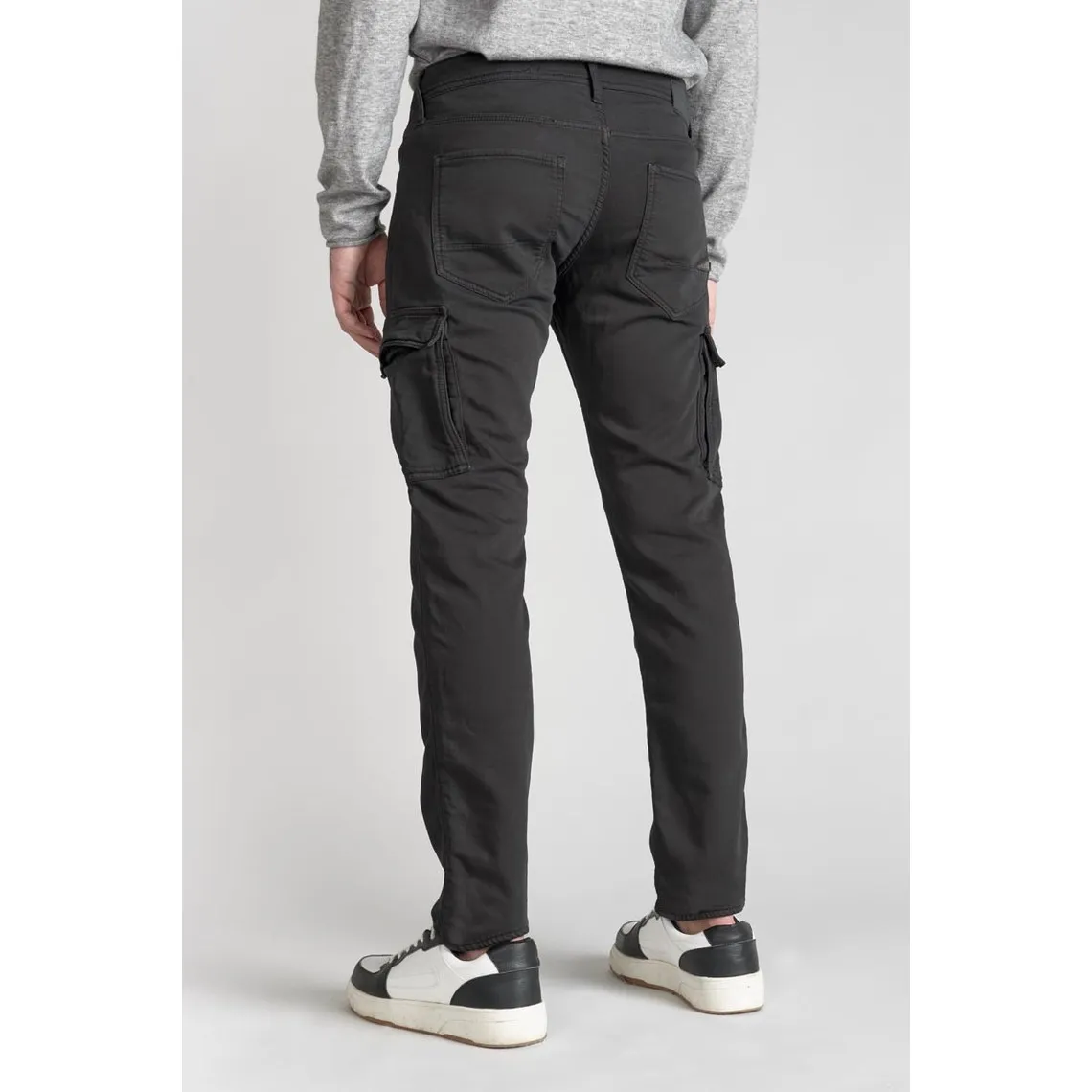 Pantalon army Jogg slim Andrew anthracite gris en coton Le Temps des Cerises - Pantalon Homme sur MenCorner