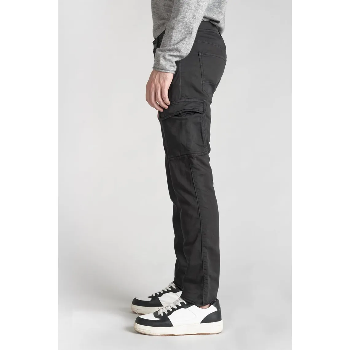 Pantalon army Jogg slim Andrew anthracite gris en coton Le Temps des Cerises - Pantalon Homme sur MenCorner