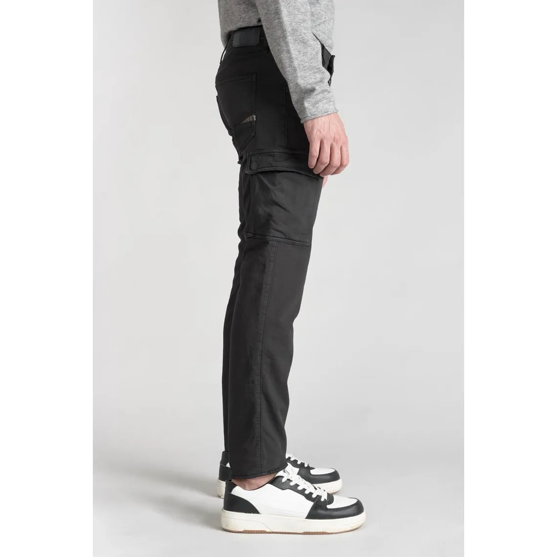 Pantalon army Jogg slim Andrew anthracite gris en coton Le Temps des Cerises - Pantalon Homme sur MenCorner