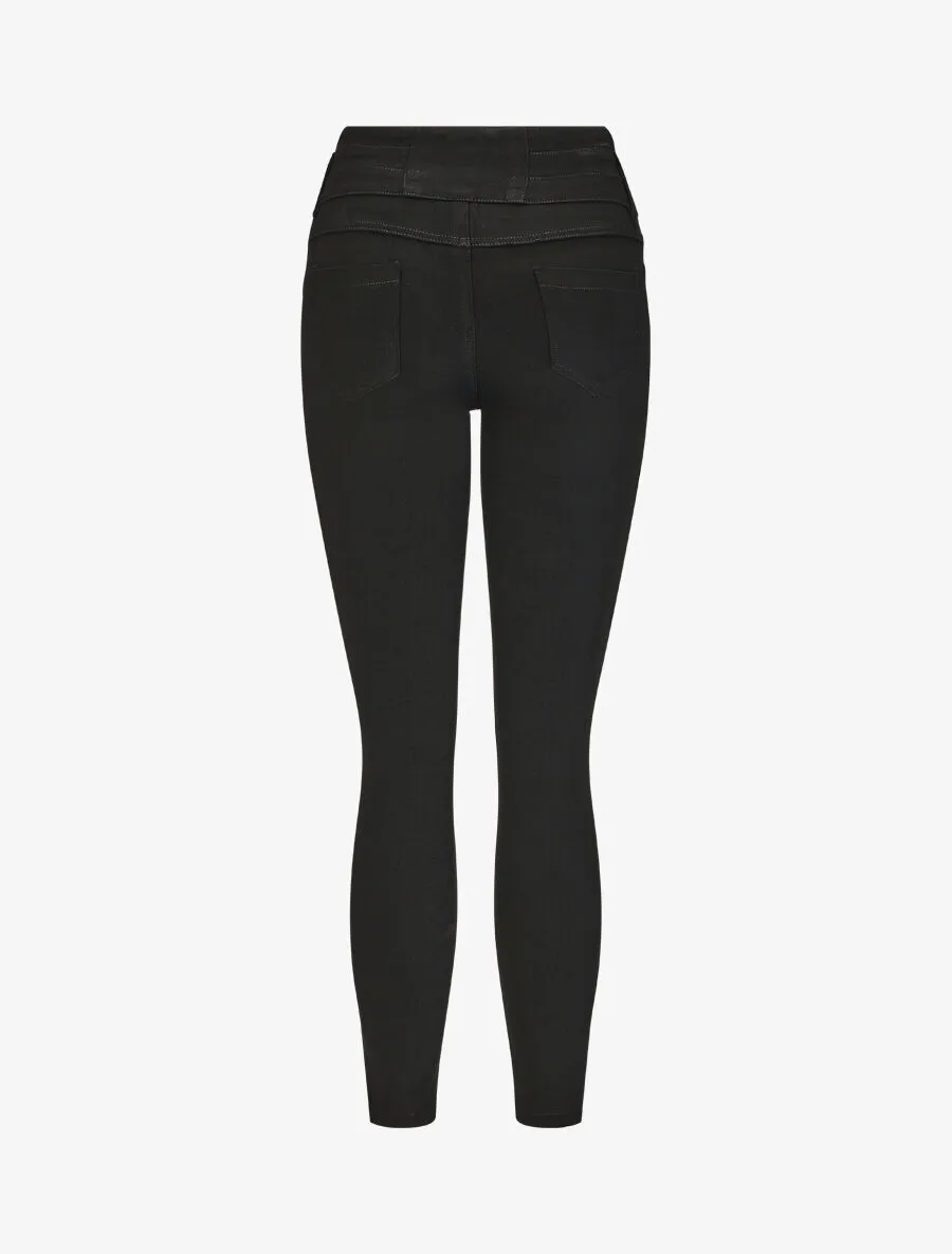 Pantalon uni à taille haute - Noir