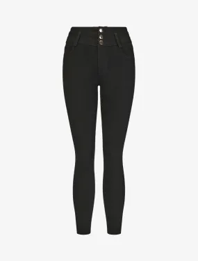 Pantalon uni à taille haute - Noir