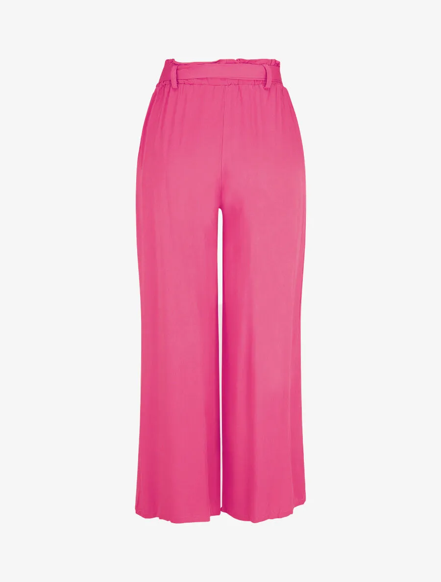 Pantalon uni fluide élastiqué - Fushia