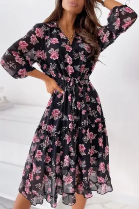 Robe Noire À Fleurs Roses