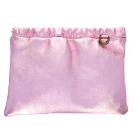 Sac pochette cuir rose pâle pailleté Maison Suzanne - Le petit Souk