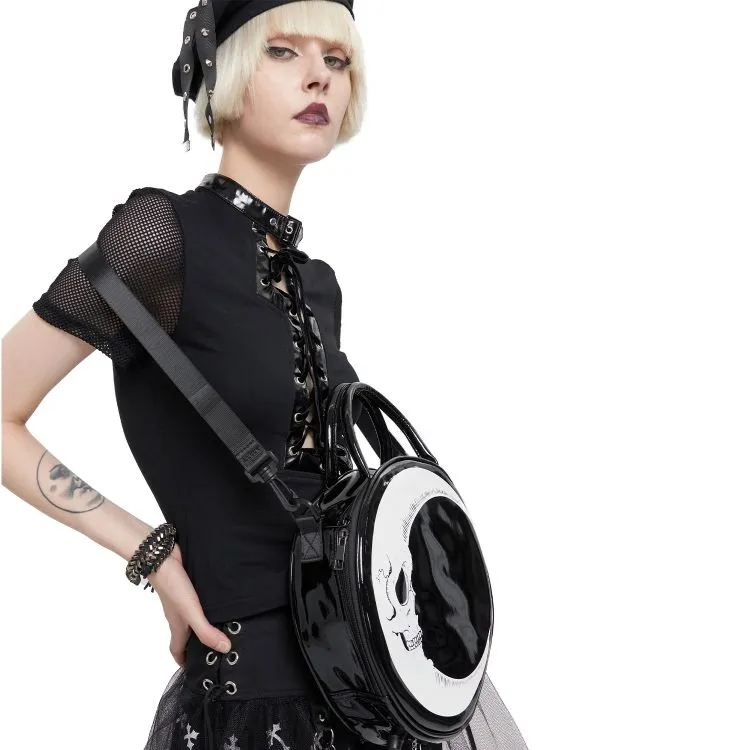 Sac Rond 'Skull Moon' Noir et Blanc