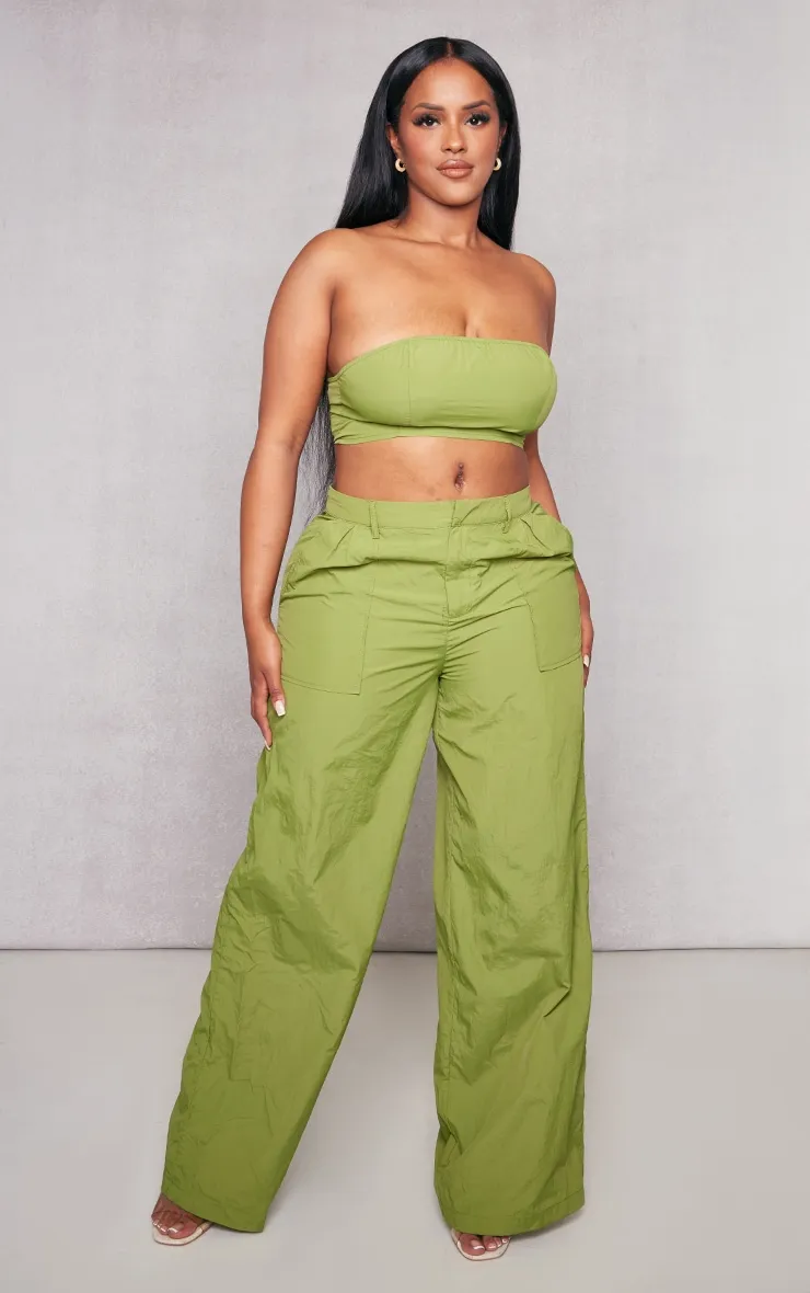 Shape Pantalon large léger style parachute vert olive