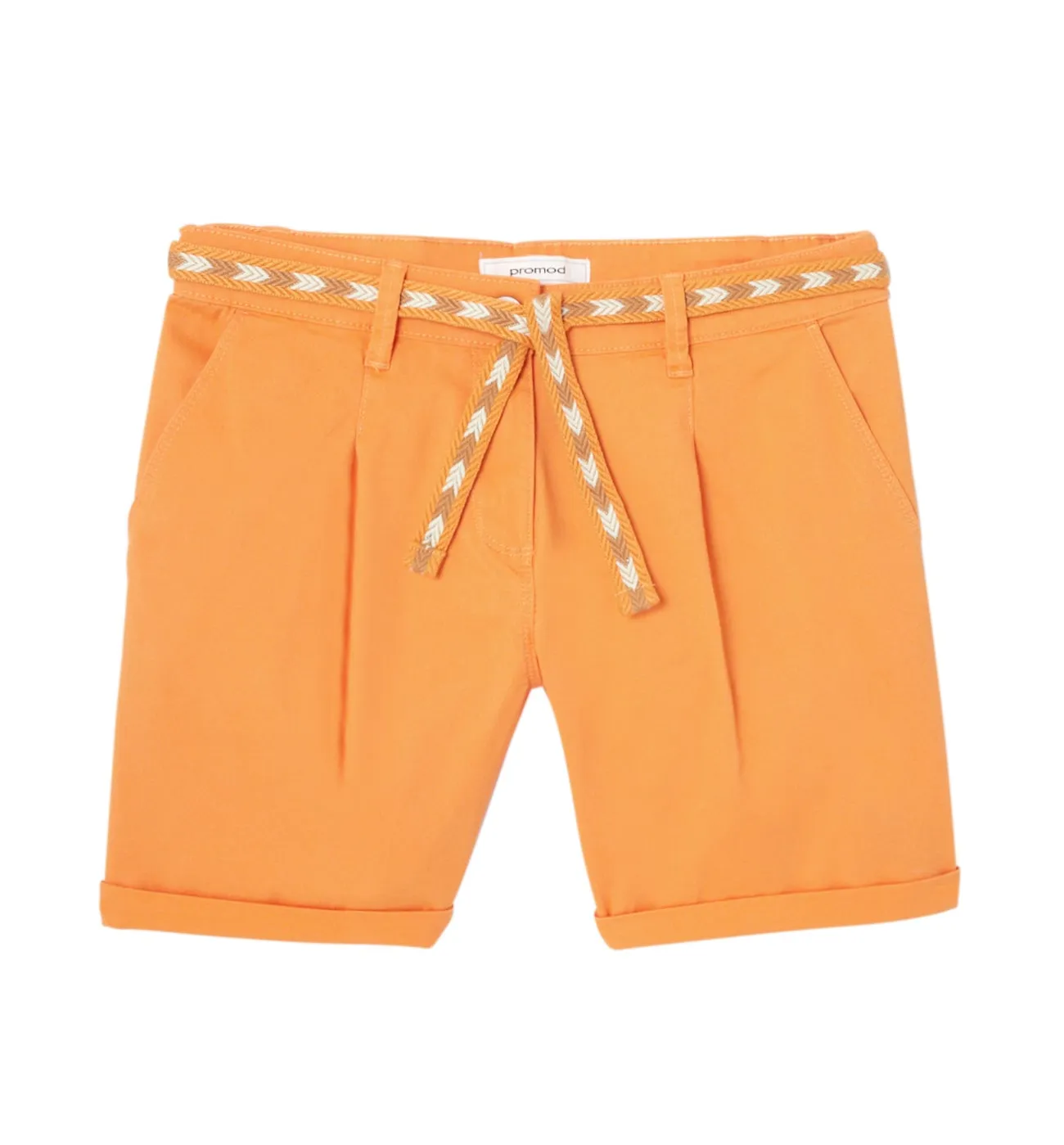 Short en toile + ceinture - Orange