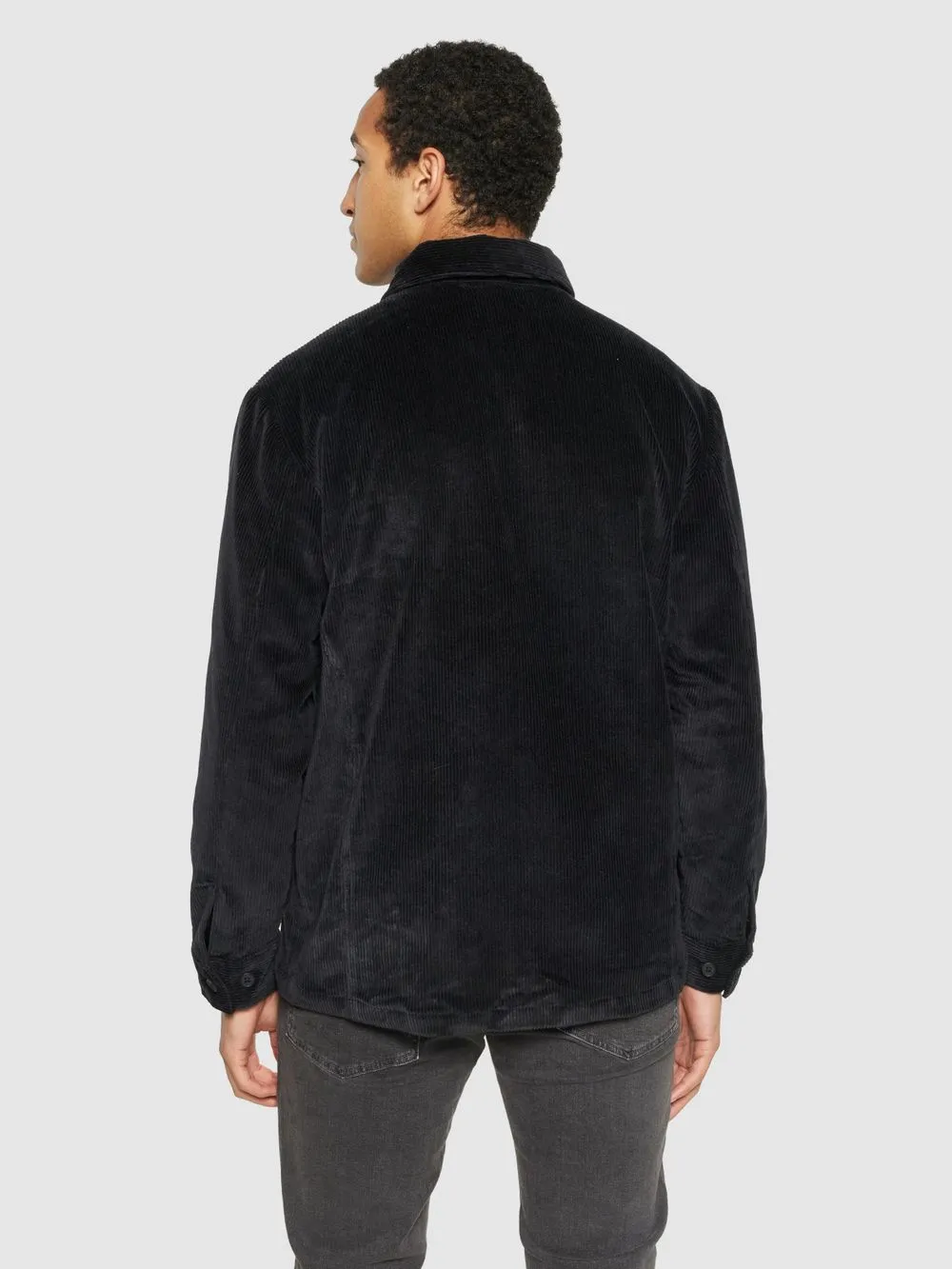 Surchemise en velours de coton bio | noir "stretched 8 wales corduroy overshirt black jet" 1300 black jet homme