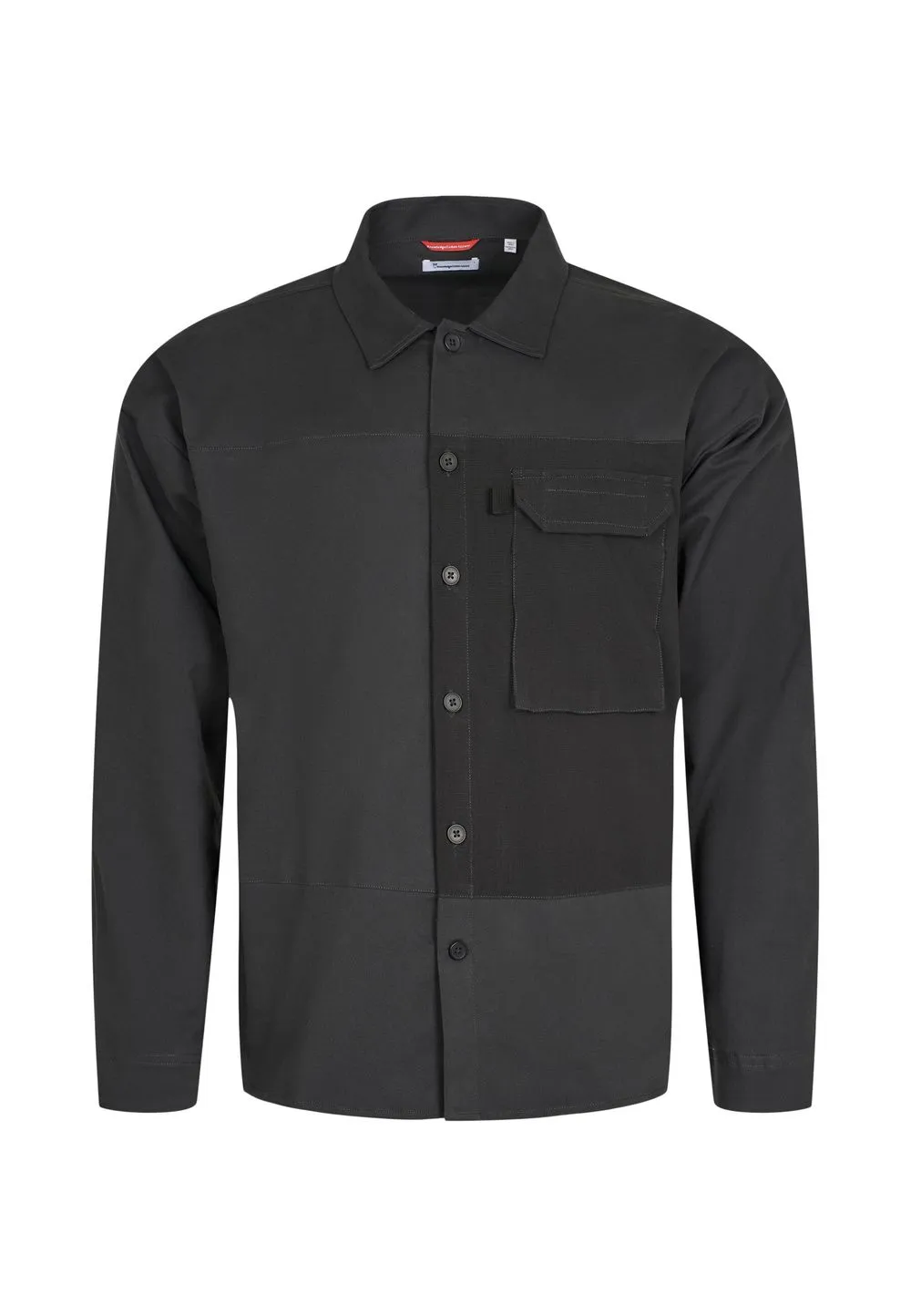 Surchemise à poche noire en twill coton bio - outdoor twill overshirt with contrast fabric phantom 1167 phantom homme