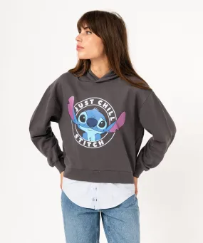 sweat a capuche avec motif stitch et bas chemise femme - disney gris sweats