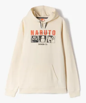 sweat a capuche imprime devant et dos garcon - naruto beige sweats