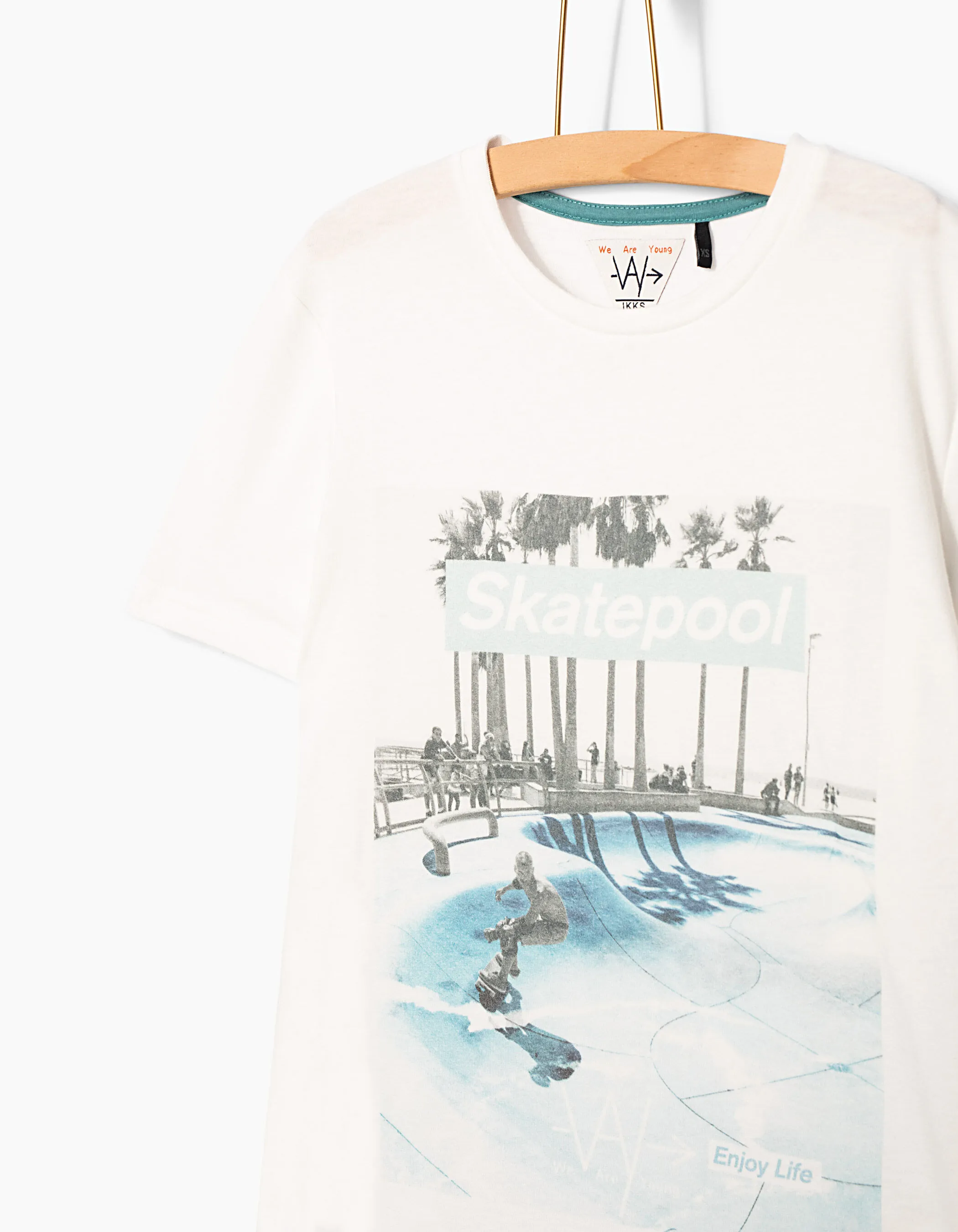 Tee-shirt blanc cassé Skatepool garçon 